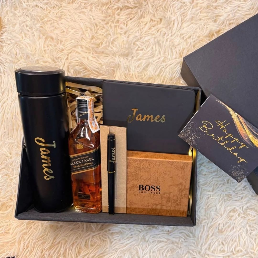 Men’s Birthday Gift Box – Personalized Set with Whisky & Wallet
